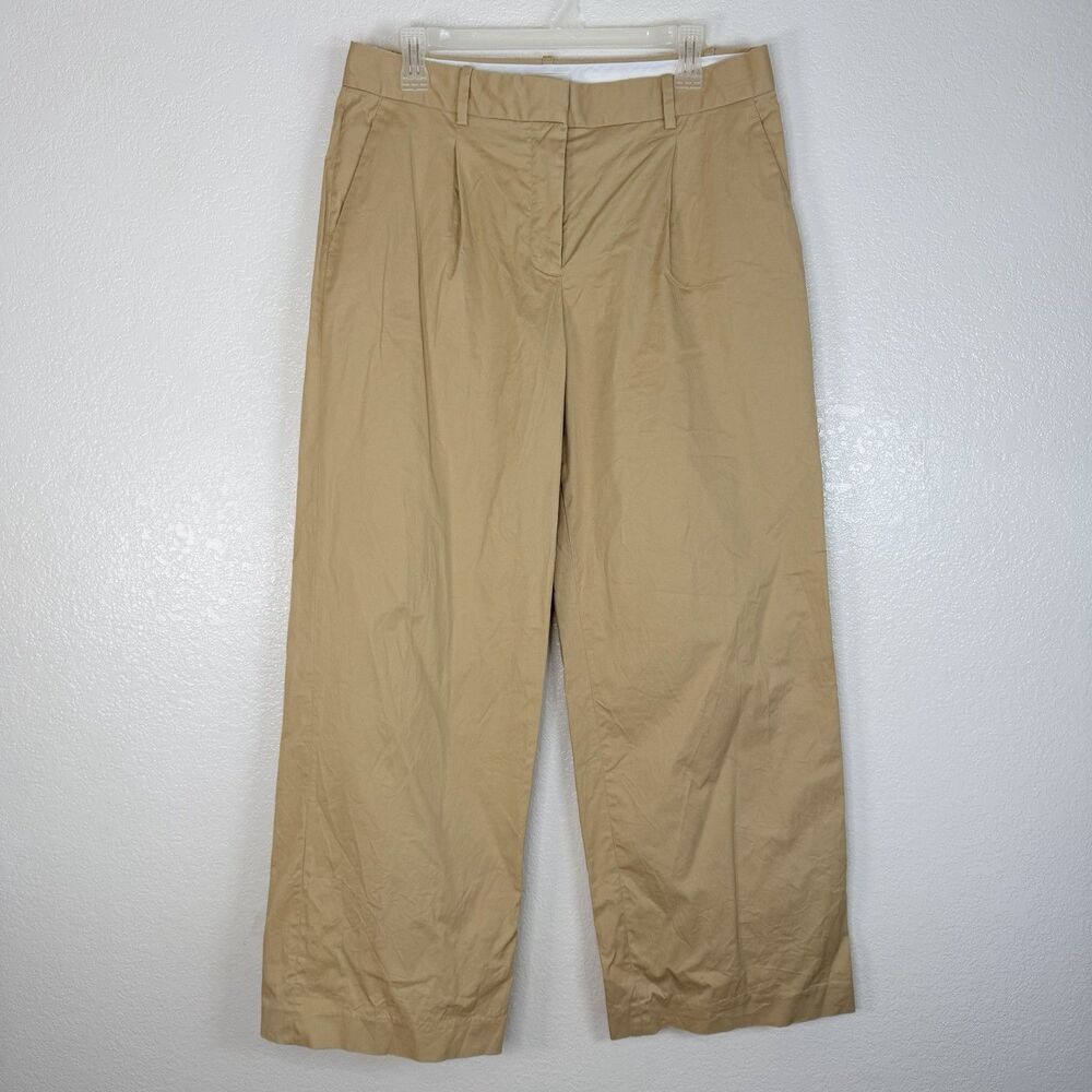 Aritzia Amherst Pant Chino Tan Sz 10 Low Rise Wide Leg Minimalist Old Money Luxe - Picture 2 of 13